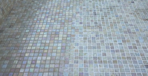 Dimension grout (left) vs. ordinary grout (right)