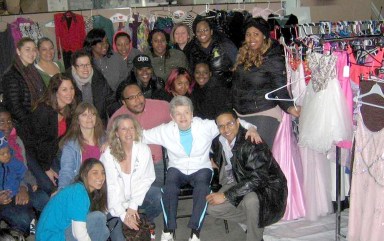 The late Joan England (center) with volunteers from the first Joan England's PROMises Prom Dress Drive.