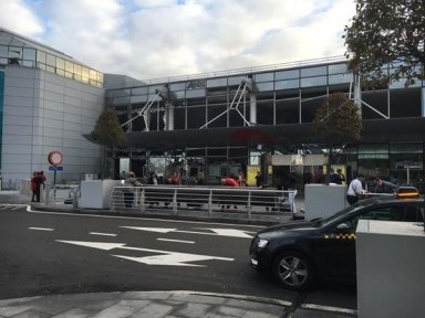 The facade of this terminal at a Brussels airport was blown off in a terrorist attack Tuesday morning.