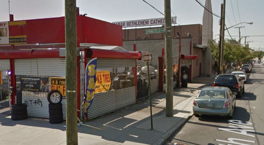 The tire shop on Springfield Boulevard in Queens Village where synthetic marijuana was allegedly being produced.