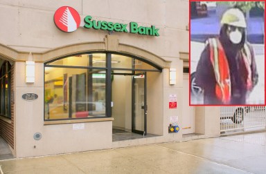A would-be bandit disguised as a construction worker tried to rob this Sussex Bank in Astoria on Wednesday.