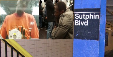 The man at left flashed himself at the Sutphin Boulevard/Archer Avenue station, while the man at right exposed himself on an F train in Jamaica.
