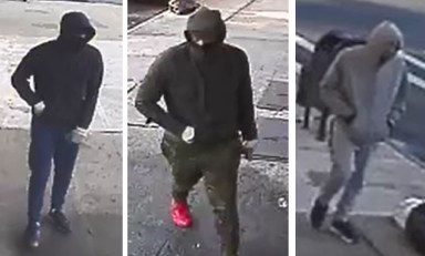 Security camera images of the three suspects in a recent burglary at an Ozone Park strip club.