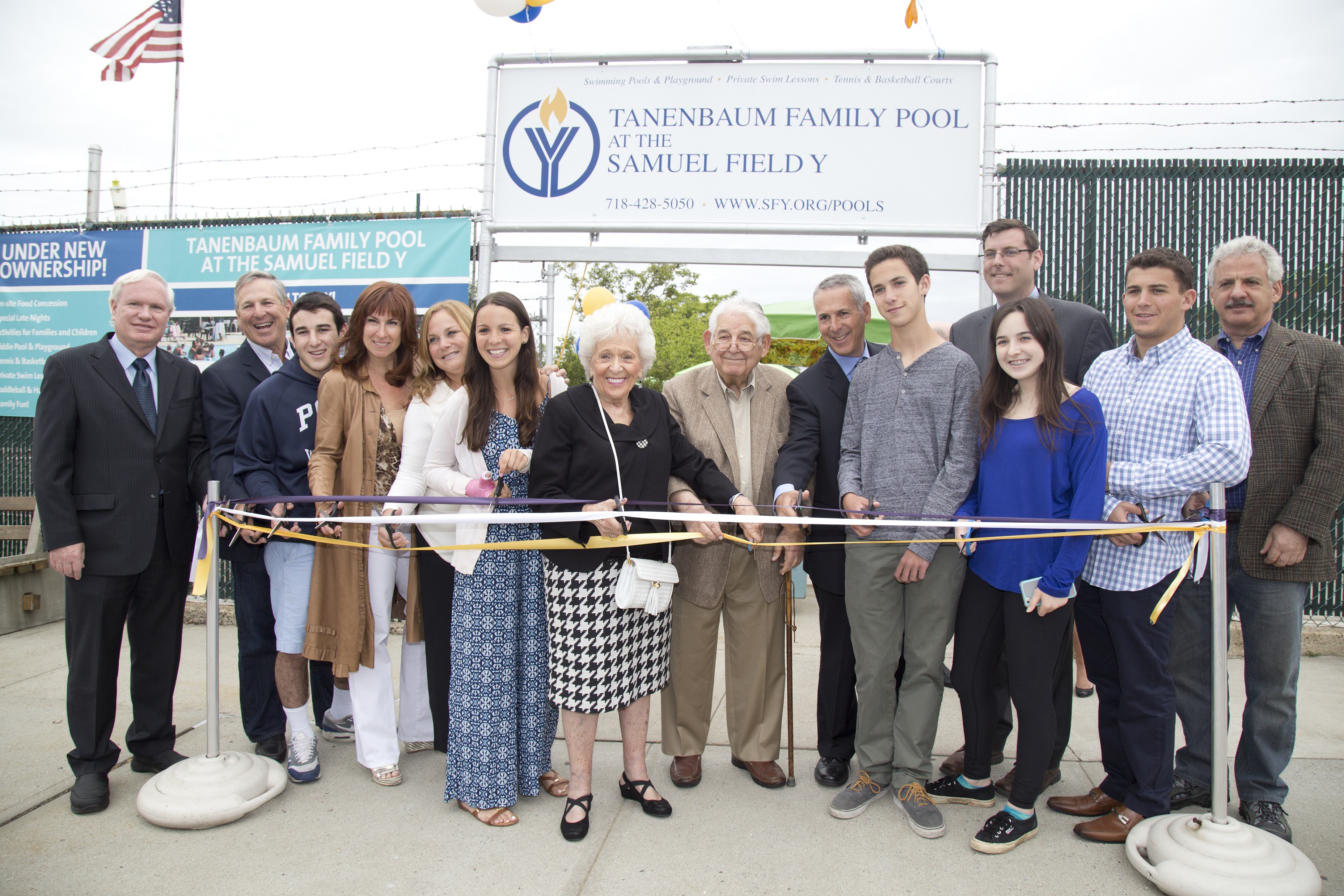 Samuel Field Y officials are among those shown at the June 2015 opening of the Tanenbaum Pool in Little Neck.