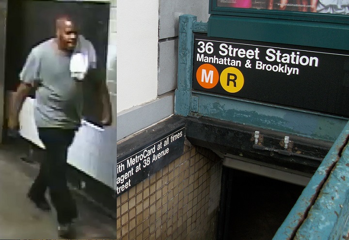The suspect (left) behind a recent assault of an elderly man at the 36th Street train station in LIC.