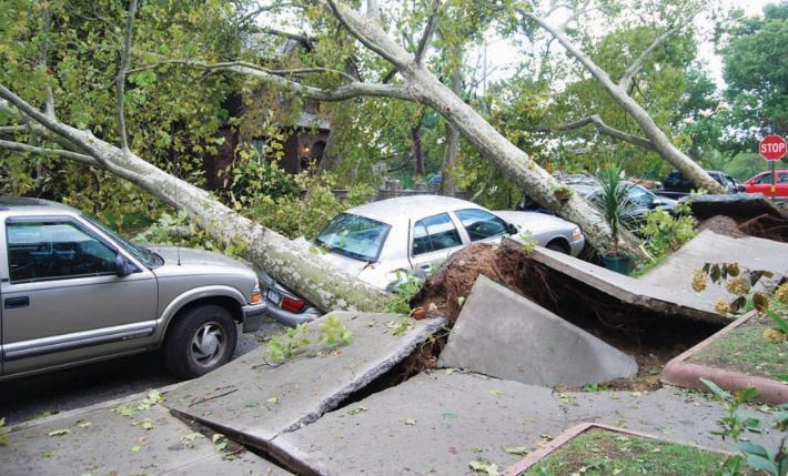 The aftermath of severe weather that struck Queens in September 2010.