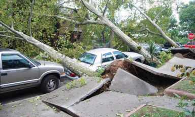 The aftermath of severe weather that struck Queens in September 2010.