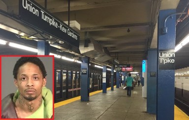 Akeem Murphy (inset) is accused of recently attacking his girlfriend at the Union Turnpike subway station.