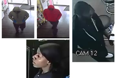 A collage of the four suspects wanted for a string of cellphone store robberies in Queens.