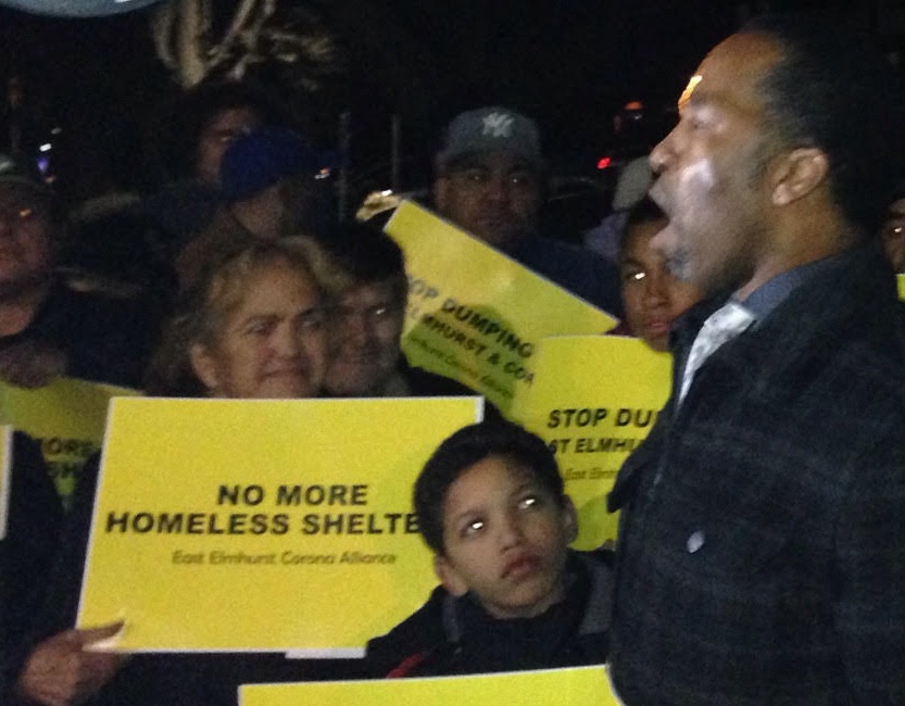 Queens residents rallied outside of a hotel in East Elmhurst that they say may be turned into a homeless shelter.