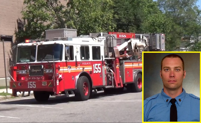 Firefighter Gerard McManus of Ladder Company 155 pulled an unconscious man from a burning south Jamaica home on Wednesday afternoon.