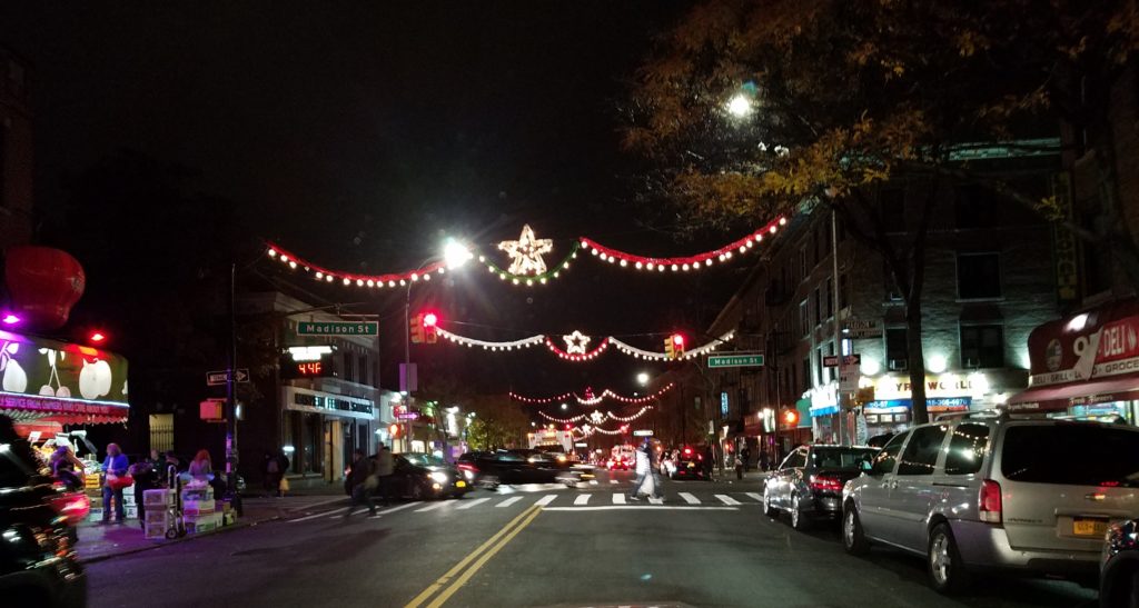 Fresh Pond Road in Ridgewood is once again adorned with holiday