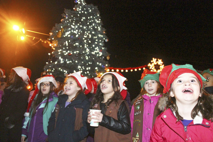 A scene from the 2015 holiday tree lighting in Maspeth.