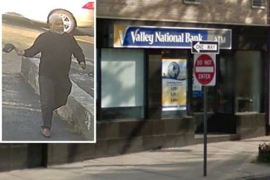 The suspect wanted for robbing the Valley National Bank in Maspeth on Monday.