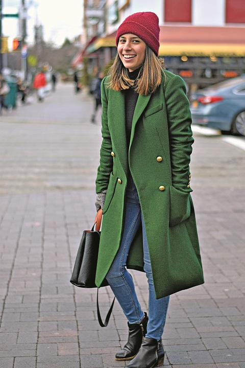 Roxanna is a student and was certainly sporting some preppy chic. That green coat with gold buttons looked fabulous. I certainly never looked that good when I was a student...