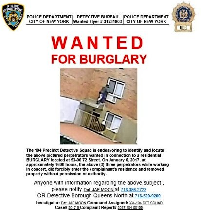 Maspeth burglary wanted poster
