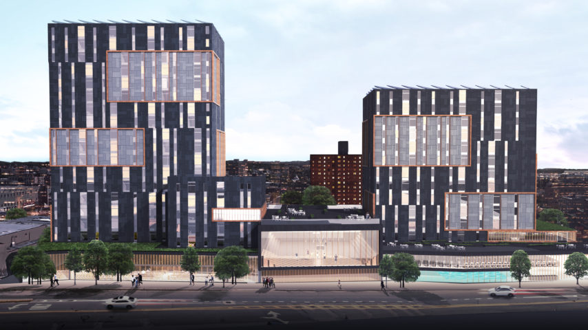 A rendering of the proposed redevelopment of an NYPD parking garage on 168th Street in downtown Jamaica.