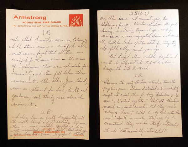 Notes from the Letter from Birmingham Jail (The King Center Archive)