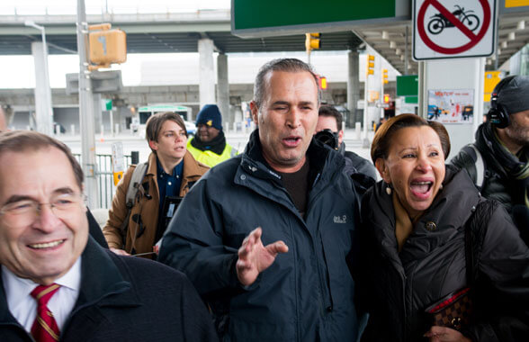 Thousands protest Trump policies at JFK