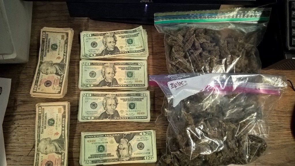 Marijuana and cash were found inside a car stopped at a Woodhaven intersection on Tuesday.