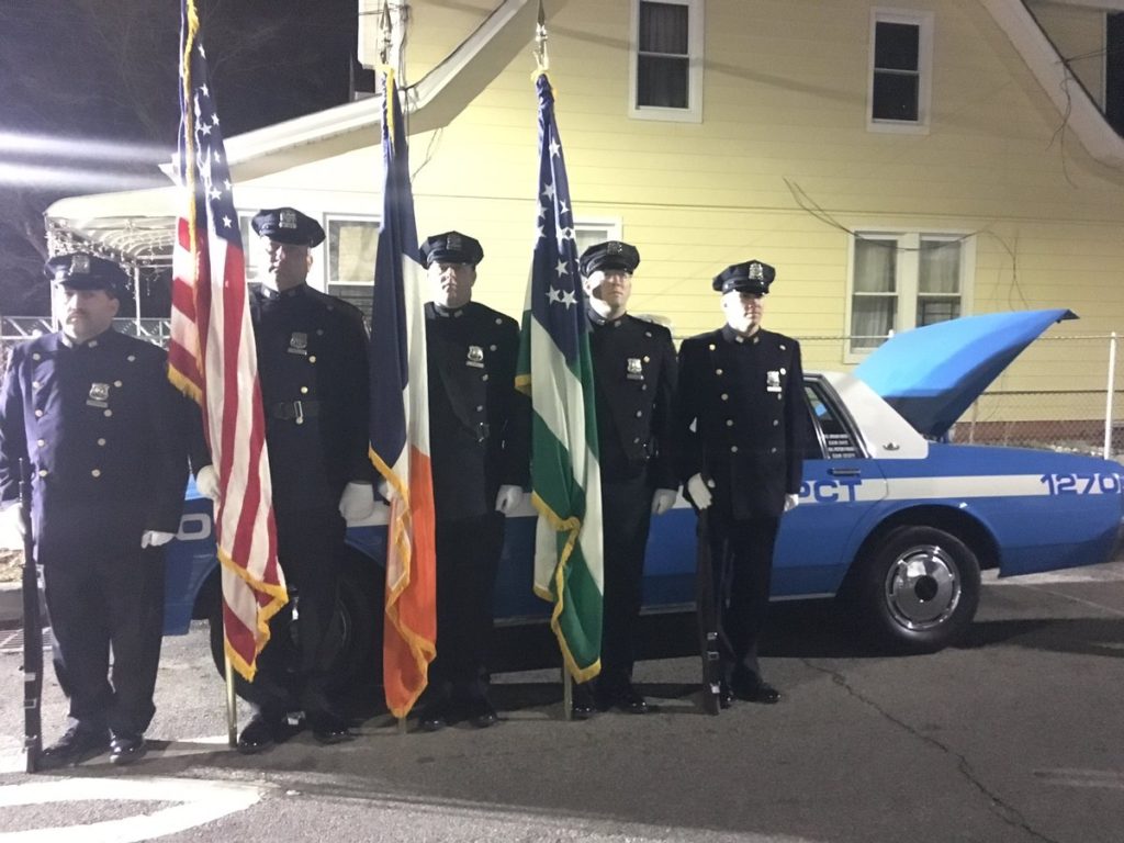 An NYPD color guard at Sunday's ceremony honoring the life of Police Officer Edward Byrne.