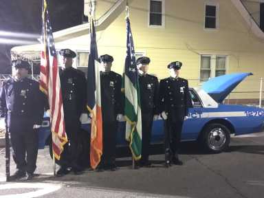 An NYPD color guard at Sunday's ceremony honoring the life of Police Officer Edward Byrne.
