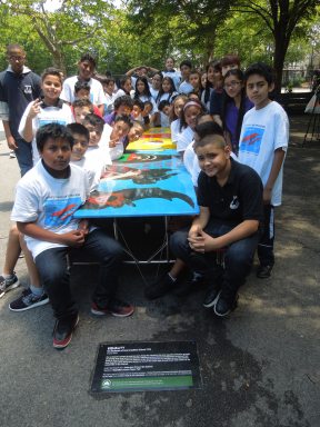 Middle school students of IS 77Q created Public Art Addressing equality and animal rights on display at evergreen park QUEENS 2016