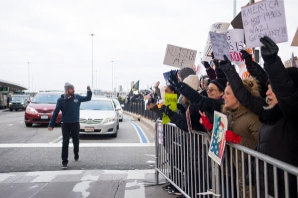 Muslim ban at JFK brings out diverse protesters from near and far