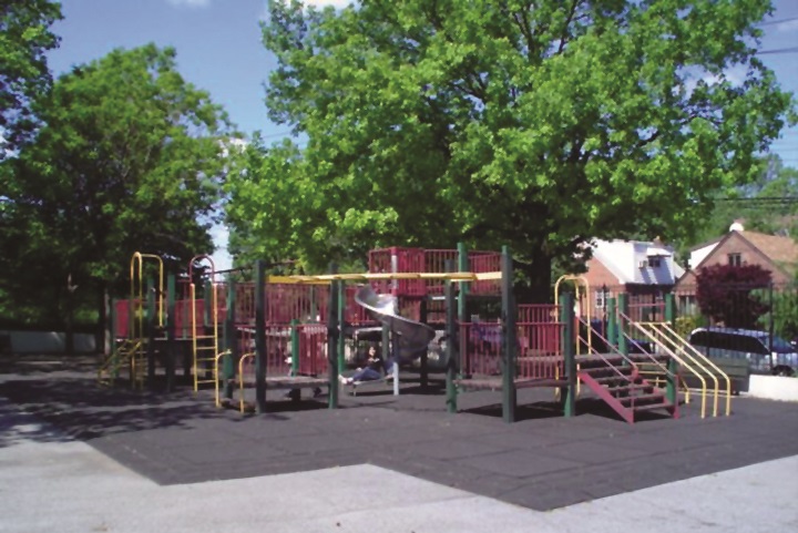 Play equipment at Crowley Playground in Elmhurst.
