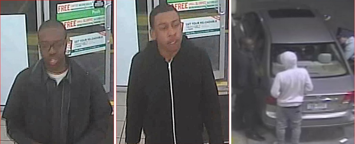 The two persons of interest sought for a series of robberies in Flushing, as well as a car possibly involved in the robbery pattern.