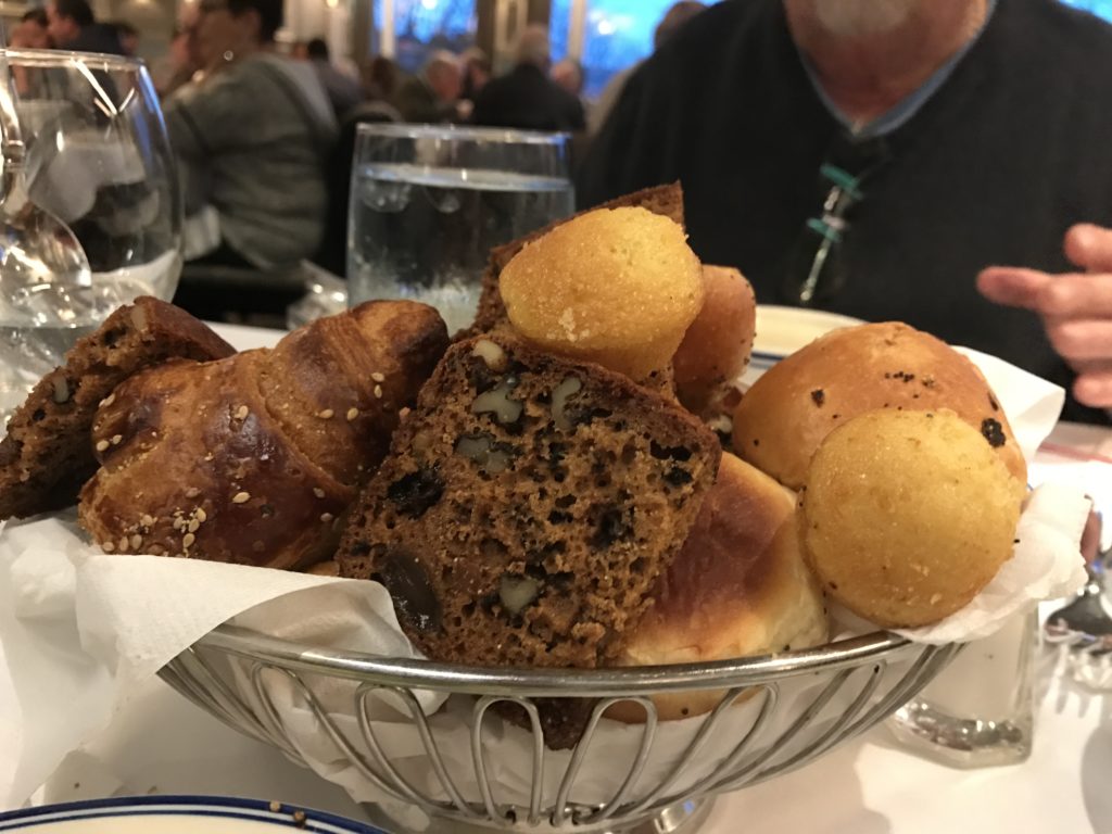 The unique overflowing bread basket