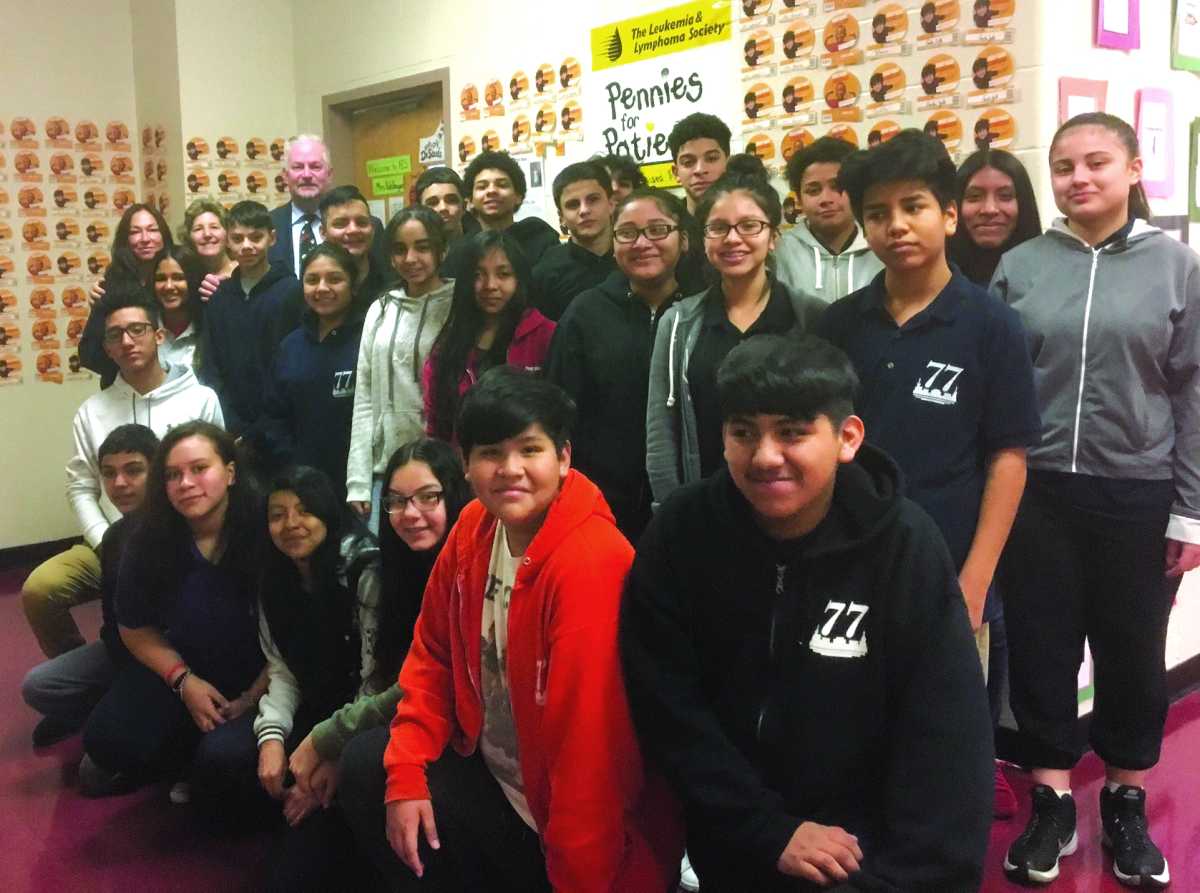 Class 808 raised $540 in I.S. 77's Pennies for Patients fundraiser.