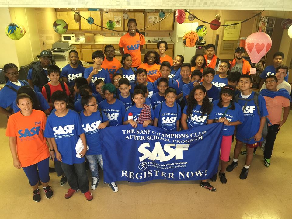 A 2016 picture of a group of students at a Sports & Arts in Schools Foundation event.