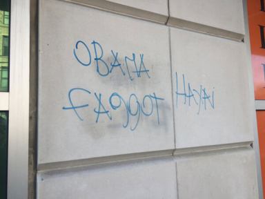 Hate graffiti discovered at elected officials’ office building in Astoria