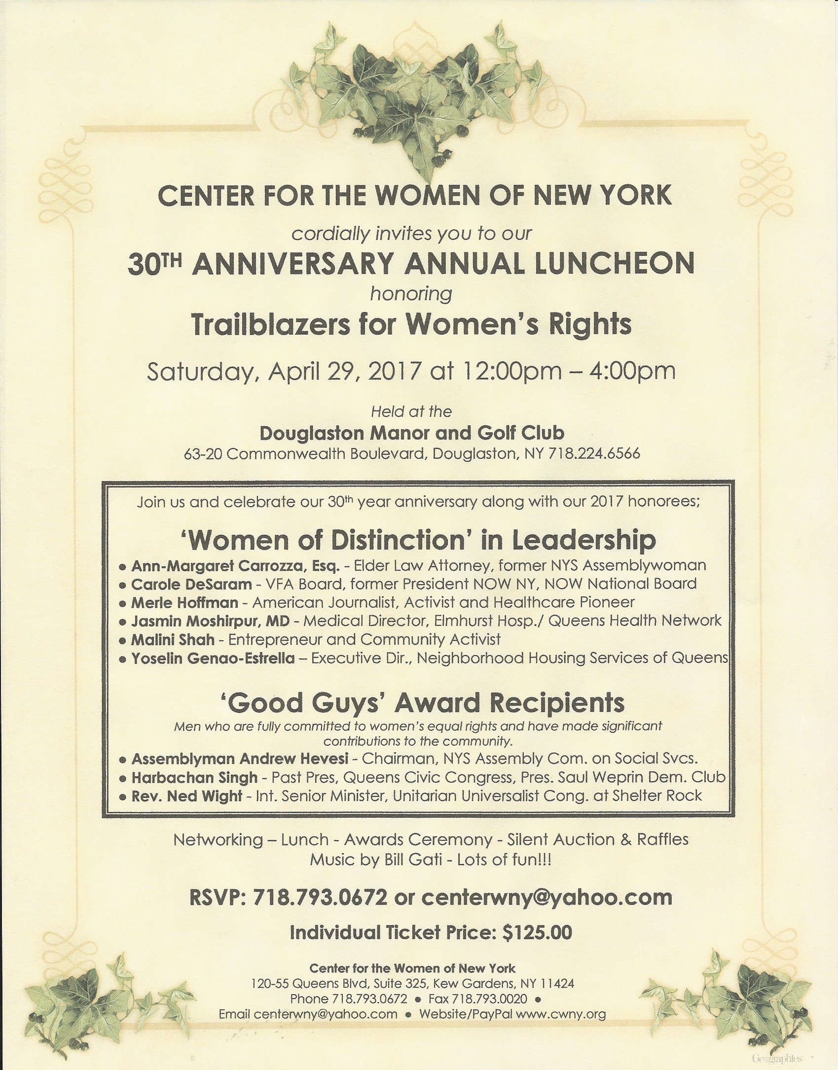 30th Anniversary Annual Luncheon Center For The Women Of New