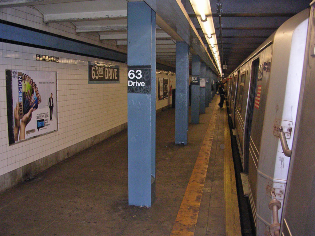 The 63rd Drive station in Rego Park where a 13-year-old girl was fatally hit by a train on April 2.