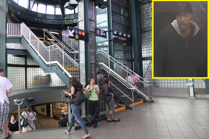 Cops are looking for a man who harassed and then robbed a 44-year-old woman at the 74 Street-Roosevelt Avenue subway station last week.