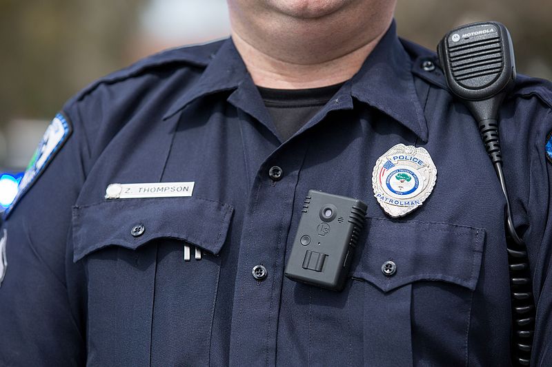An NYPD police officer's body camera, similar to the one shown here, helped lead to the conviction of three home invaders in Jamaica.