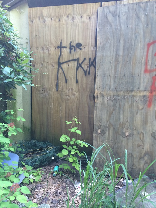 Graffiti discovered on the site's fencing