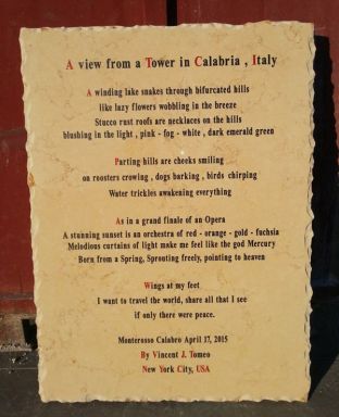 Flushing poet honored in Italy for poem sculpted in marble