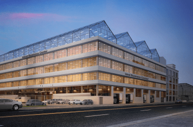 A rendering of the renovated warehouse at 184-60 Jamaica Ave. in Hollis.