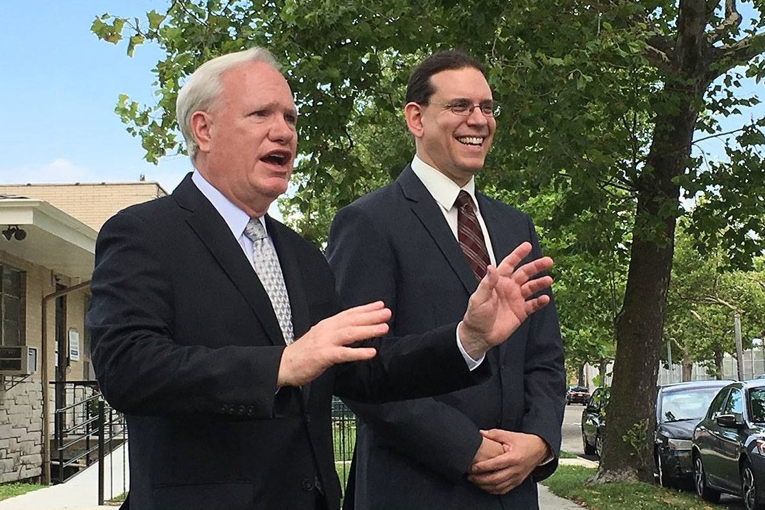 State Senator Tony Avella (left) endorsing Paul Graziano (right).
