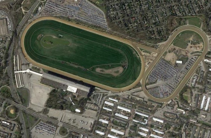 An aerial picture of Belmont Park