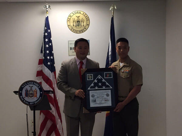 Assemblyman Kim honors Marine captain after returning from tour