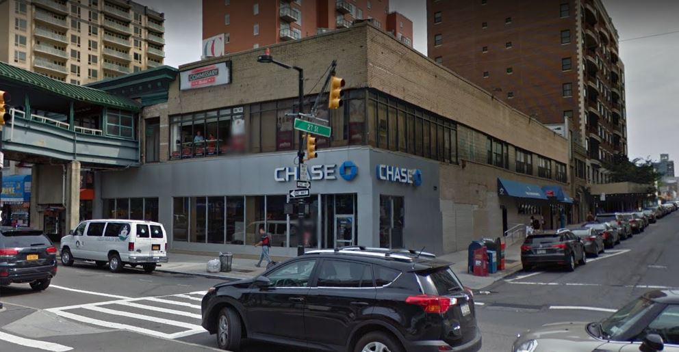 The Chase bank at the corner of Queens Plaza North and 27th Street in Long Island City was held up on July 28.