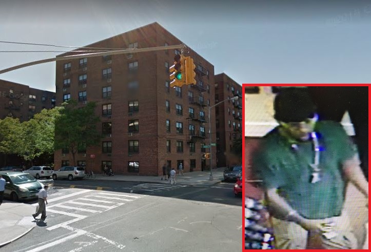 The man pictured at right is wanted in connection with a recent armed robbery in Flushing.