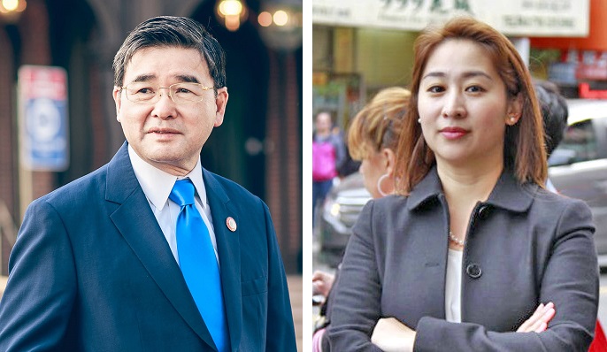 City Councilman Peter Koo (left) and Alison Tan