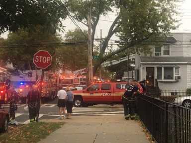 Fire erupts in basement of Bayside home