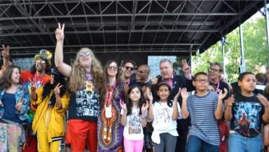 John Lennon Bus rolls into Jackson Heights with Bootsy Collins
