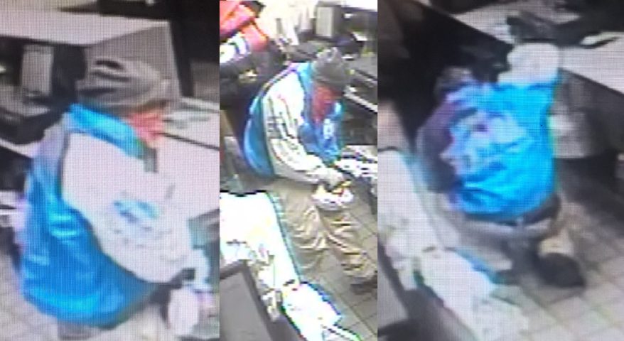 Security camera images of the suspect in the Nov. 12 armed robbery of a Woodside Pizza Hut.